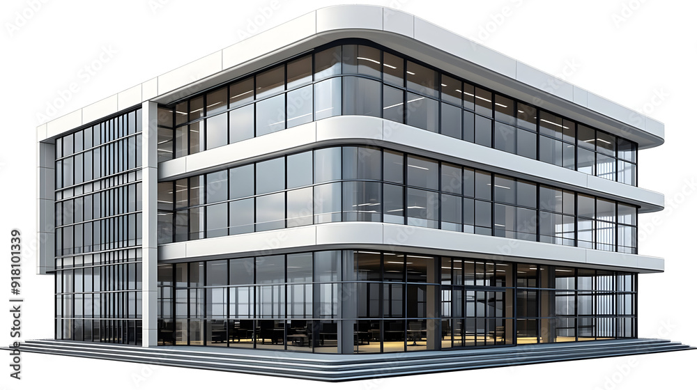 Modern glass office building with white facade. Modern glass office building with white facade.