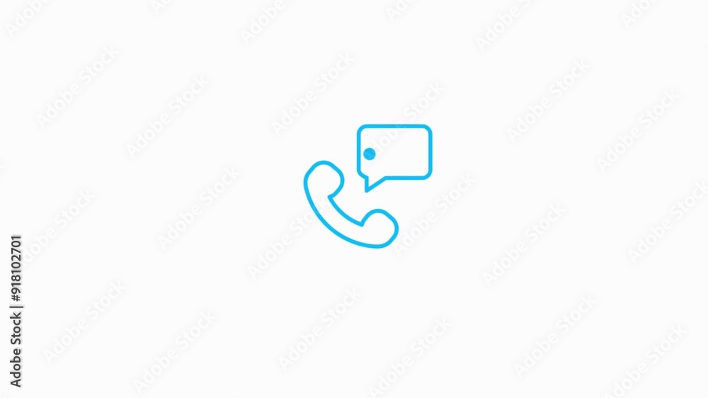 Animated missed call linear icon. Notification. Handset with chat box.Handset with chat box video. Animated missed call linear icon. Notification. Handset with chat box.Handset with chat box video.