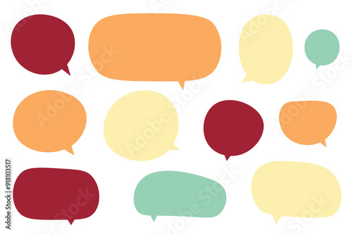 Set speech bubbles with Autumn and fall concept on white background.warm color chat vector doodle message or communication icon Cloud speaking for comics and minimal message dialog