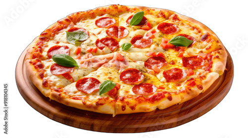 Pizza delicious isolated on PNG transparent, white background