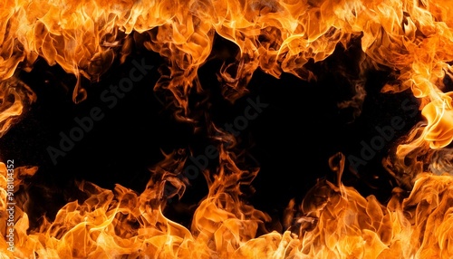 ai generated texture of fire on a black background fire flame burning fire on a dark area fire background fire frame fire flames background