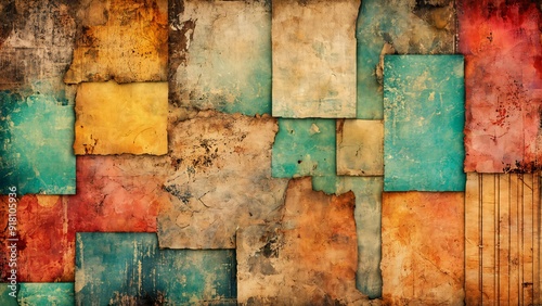 Vibrant colors on retro shaped background, creating a lively and nostalgic visual experience
