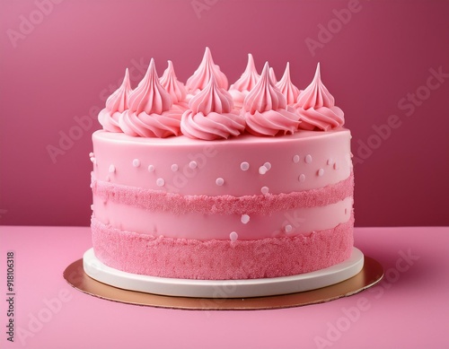 Pink Layer Cake with Pearl Decorations