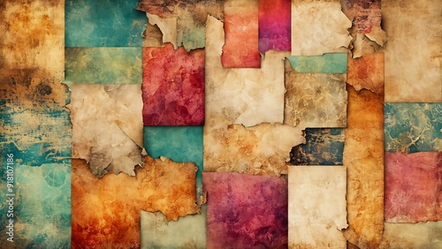 Colorful vintage shapes background featuring diverse geometric forms in vibrant hues