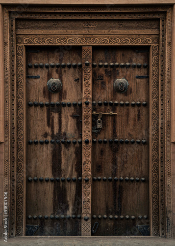 The old castle door, one of the old doors in the Sultanate of Oman
