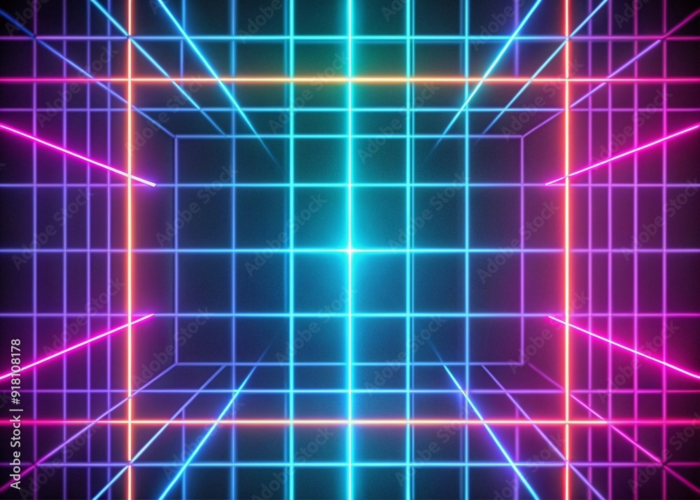 Vibrant neon lines intersect in a mesmerizing 80s-inspired grid, casting a retro glow against a dark background, evoking a sense of nostalgia and geometric charm. Vibrant neon lines intersect in a mesmerizing 80s-inspired grid, casting a retro glow against a dark background, evoking a sense of nostalgia and geometric charm.