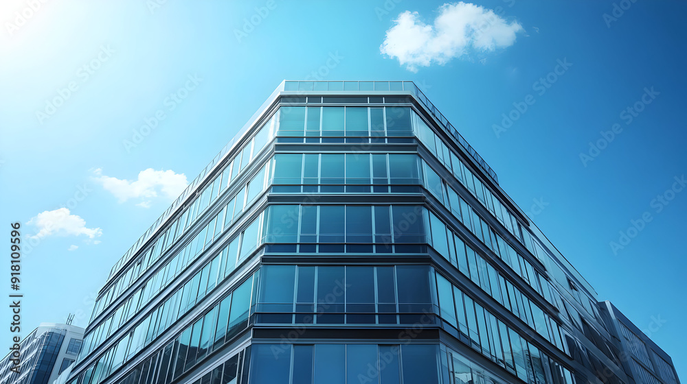 Modern office building with blue sky and clouds. Modern office building with blue sky and clouds.