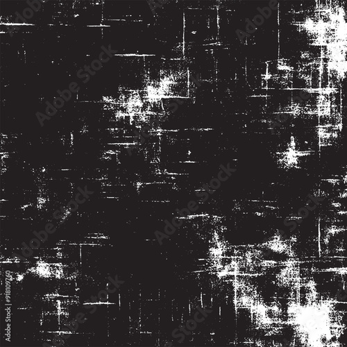 Distressed Grunge Texture: Noise, small particles, debris, and dust scratches in black and white