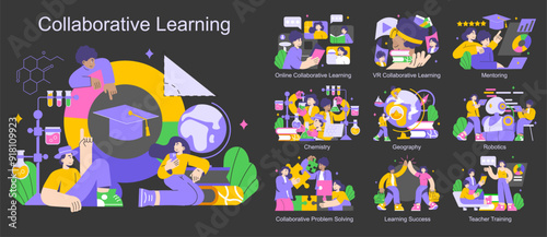 Collaborative Learning. Flat Vector Illustration