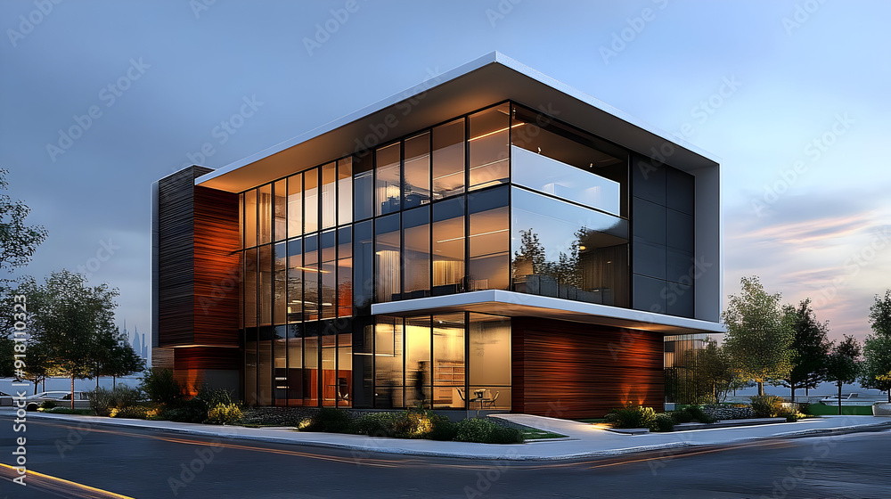 Modern office building with glass facade. Modern office building with glass facade.