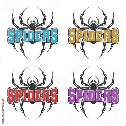 Spiders Illustration Clip Art Design Shape. Mascot Silhouette Icon Vector.