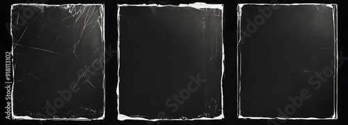 Old vintage black scratch torn poster set overlay texture