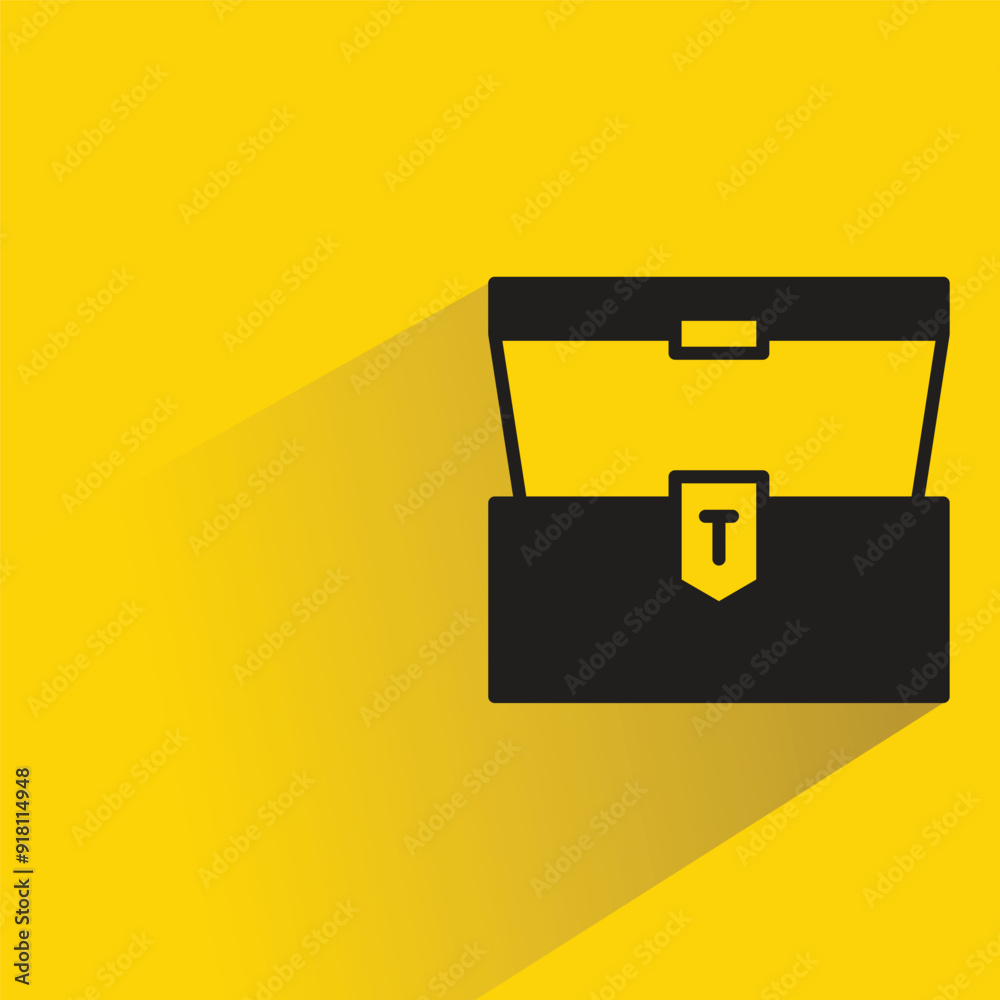 treasure chest icon with shadow on yellow background