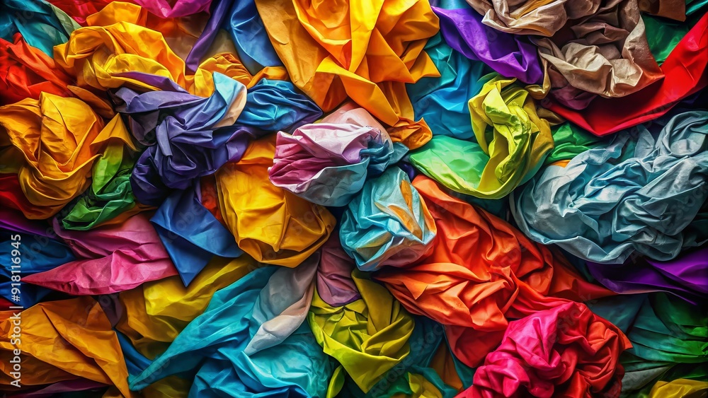 Colorful abstract composition of crumpled paper sheets mixed with digital vector lines, shapes, and swirling patterns, blending traditional and modern artistic elements. Colorful abstract composition of crumpled paper sheets mixed with digital vector lines, shapes, and swirling patterns, blending traditional and modern artistic elements.