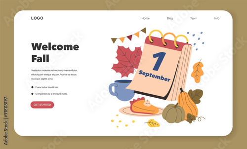 Welcome Fall. Flat Vector Illustration