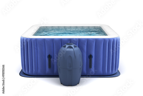 Obraz na płótnie New open blue portable outdoor swimming pool 3d render on white w salonie