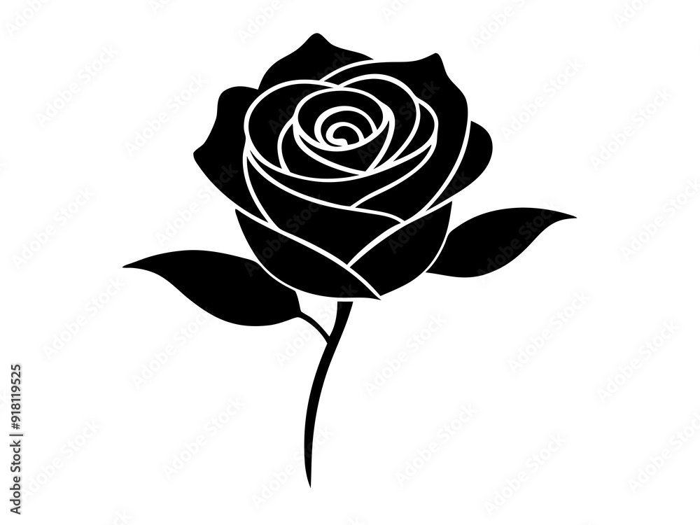 Modern Rose Silhouette Art: Versatile Vector Graphics for Creative Projects