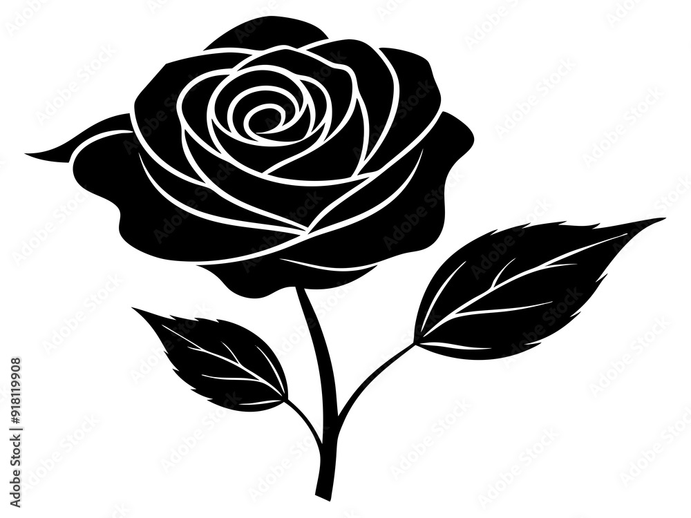 Modern Rose Silhouette Art: Versatile Vector Graphics for Creative Projects Modern Rose Silhouette Art: Versatile Vector Graphics for Creative Projects