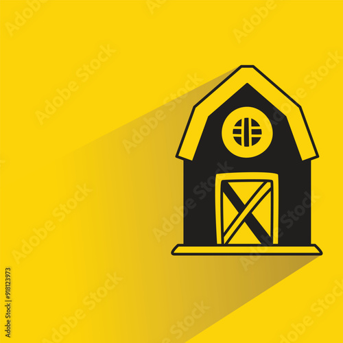 farmhouse icon with shadow on yellow background