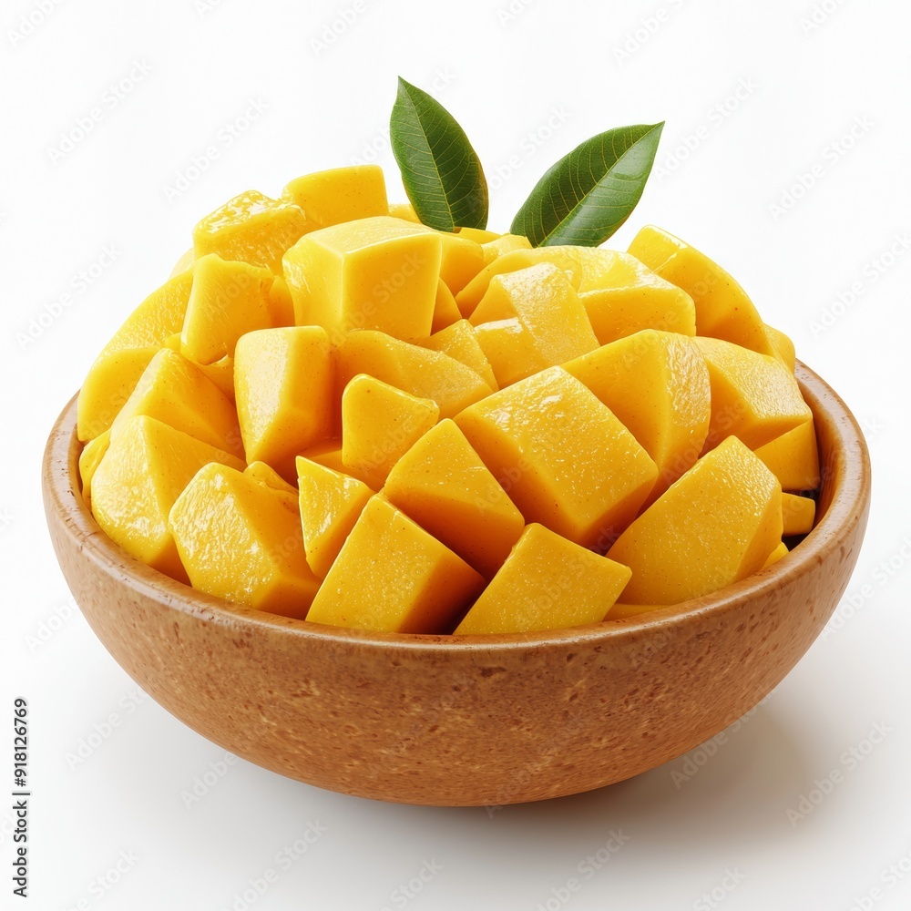 Fresh Mango Sorbet in a Bowl, Isolated on White Background Generative AI Fresh Mango Sorbet in a Bowl, Isolated on White Background Generative AI