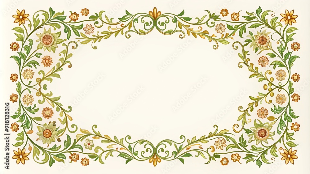 Intricate ornate frame with curved corners, adorned with floral patterns, vines, and subtle geometry, perfect for adding elegance to invitations, certificates, and digital designs. Intricate ornate frame with curved corners, adorned with floral patterns, vines, and subtle geometry, perfect for adding elegance to invitations, certificates, and digital designs.