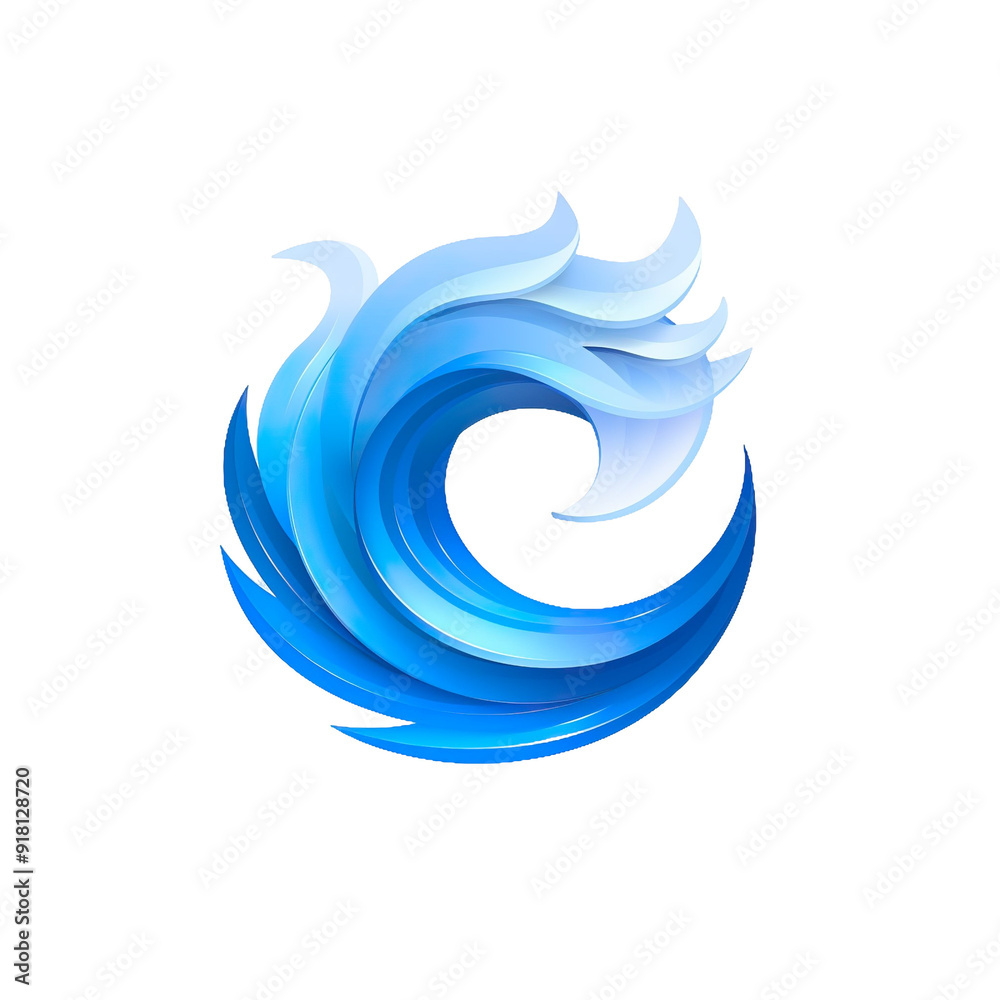 Fototapeta premium 2D logo of a wave in flat oceanic color palette isolated on a white transparent background.