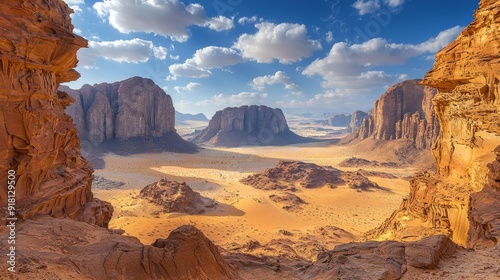 Scenic daytime landscapes of the Kingdom of Saudi Arabia for travel and tourism Generative AI