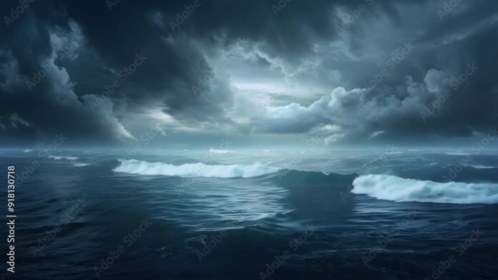 Storm clouds gather over the vast ocean. Storm clouds gather over the vast ocean.