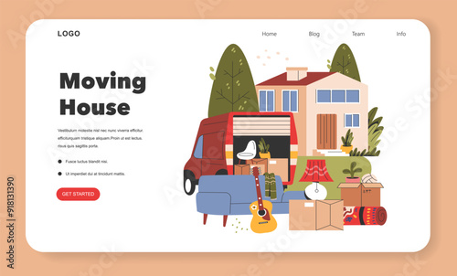 Moving House. Flat Vector Illustration