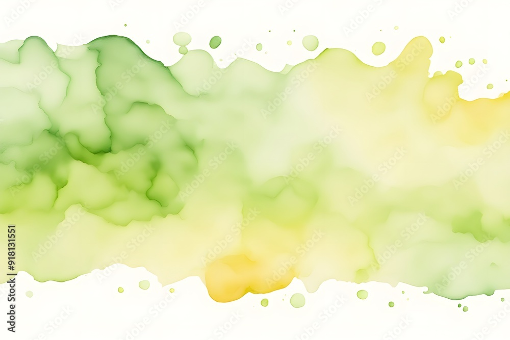 A gradient from pale yellow to light green watercolor on white background, AI Generated A gradient from pale yellow to light green watercolor on white background, AI Generated