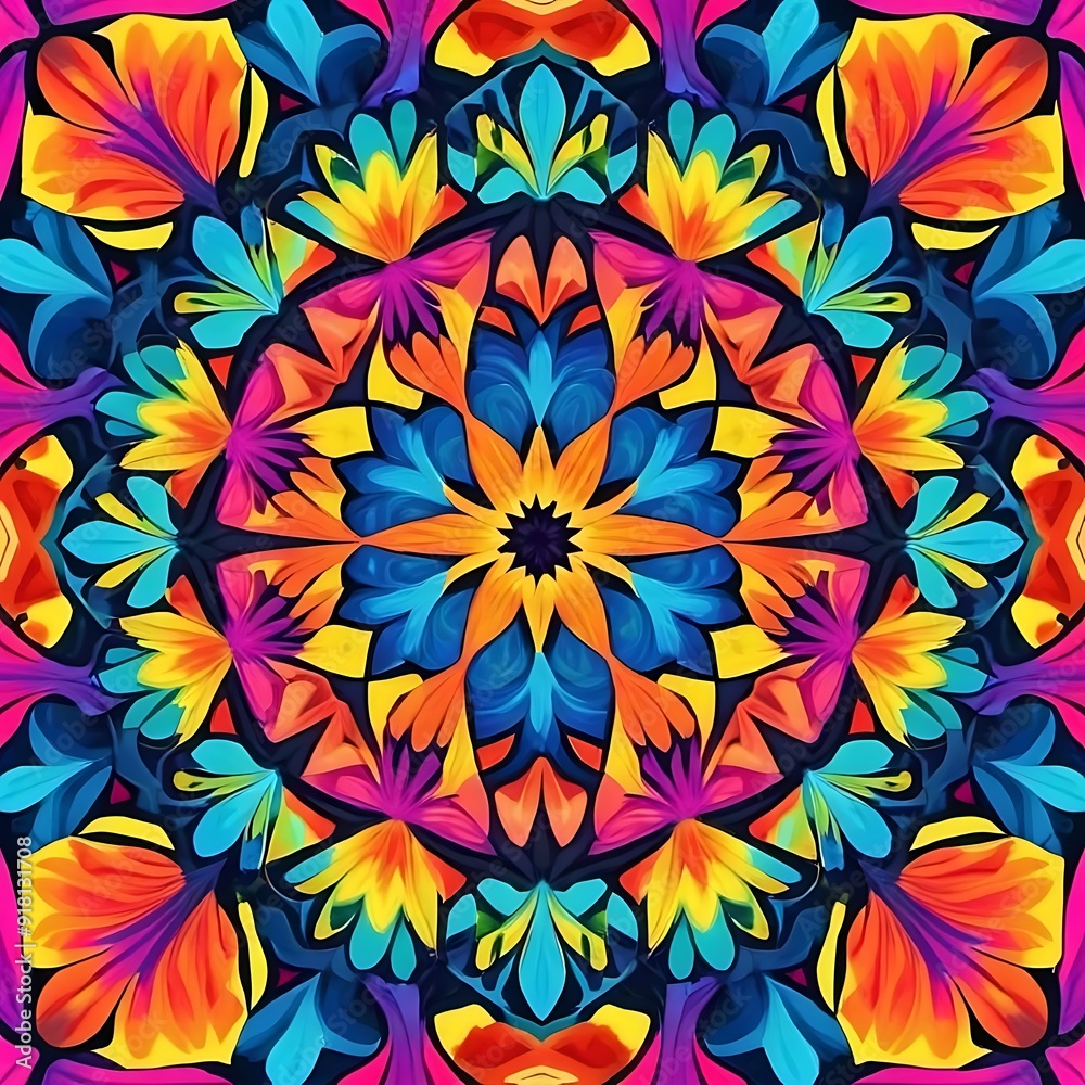 An image with kaleidoscopic patterns and vibrant colors. An image with kaleidoscopic patterns and vibrant colors.