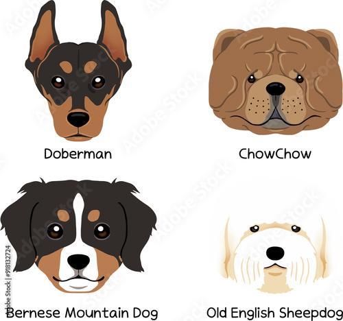 Big dog breed Face character icon illustration