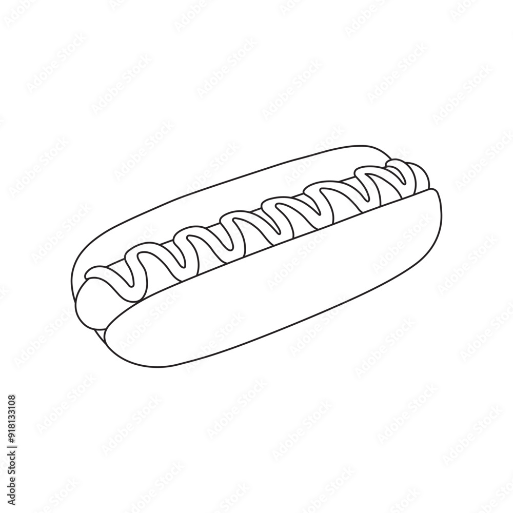 Hand drawn cartoon hotdog food Isolated on White Hand drawn cartoon hotdog food Isolated on White