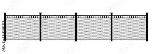 Fence wire metal chain link on a white background