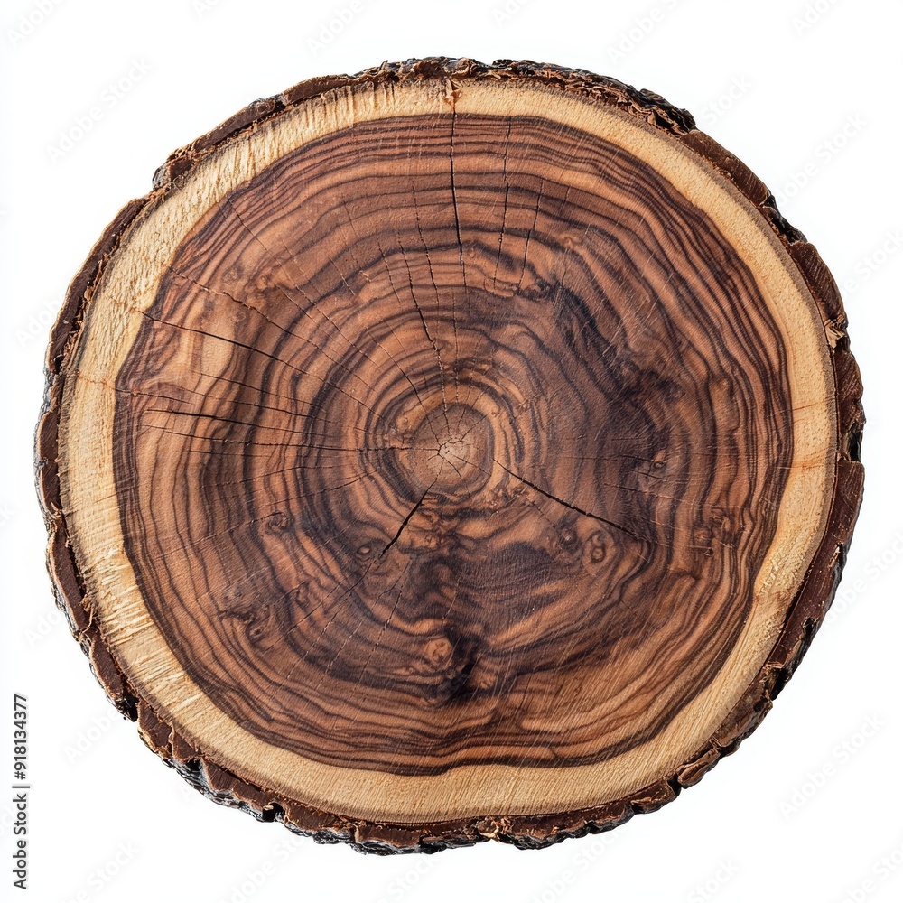 Walnut Wood Slice Isolated on White Background Generative AI Walnut Wood Slice Isolated on White Background Generative AI