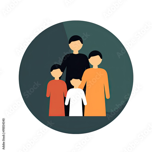 An illustration of a faceless family group in a circle