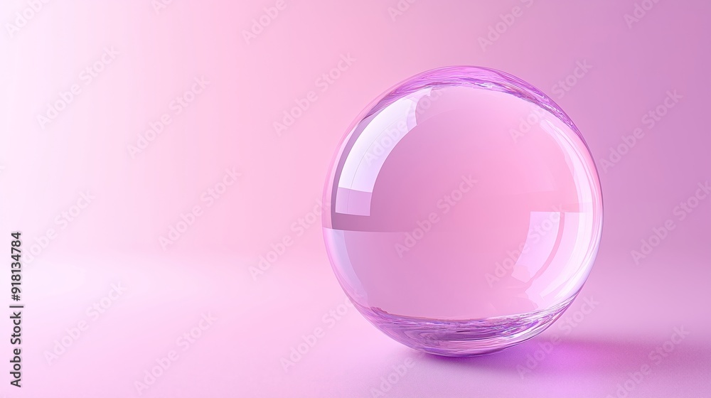 Elegant Transparent Bubble on a Soft Pink Background