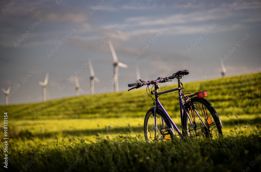 bicycle and wind-energy, Zeeland, Netherlands
