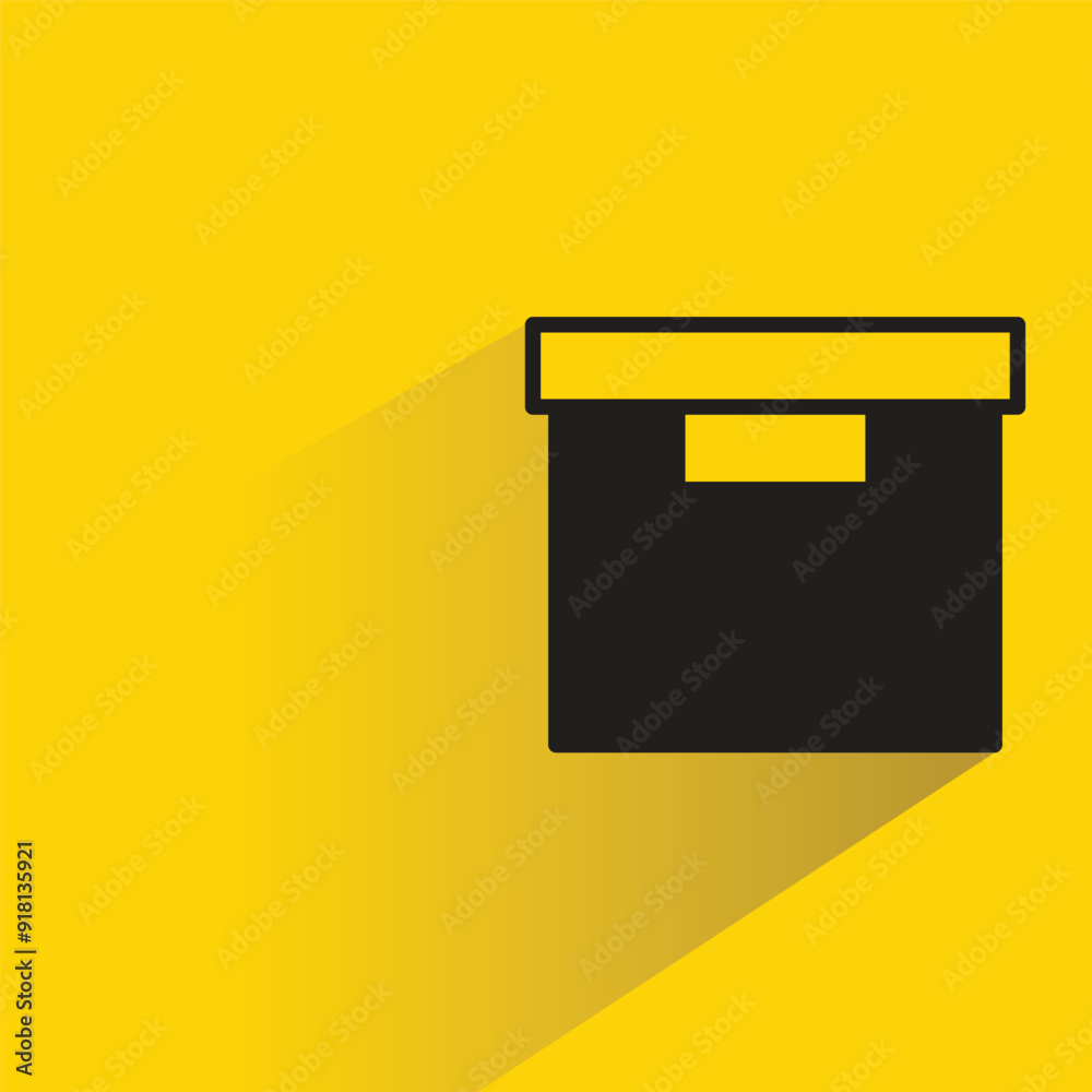 box icon with shadow on yellow background box icon with shadow on yellow background