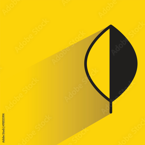 leaf icon with shadow on yellow background