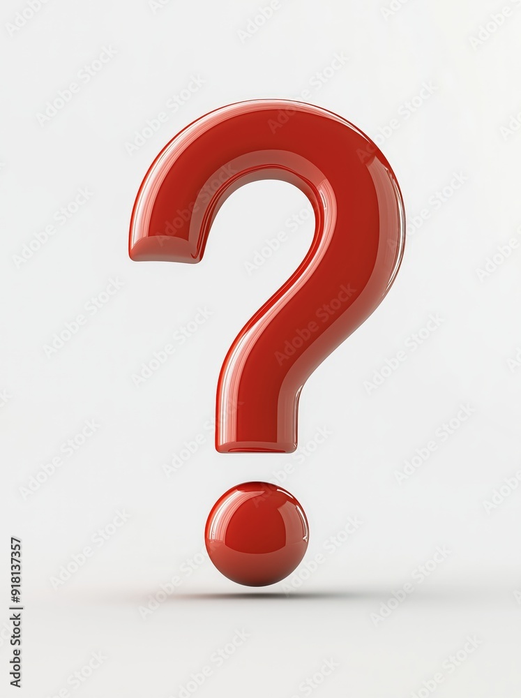 3D red question mark icon on a white background 3D red question mark icon on a white background