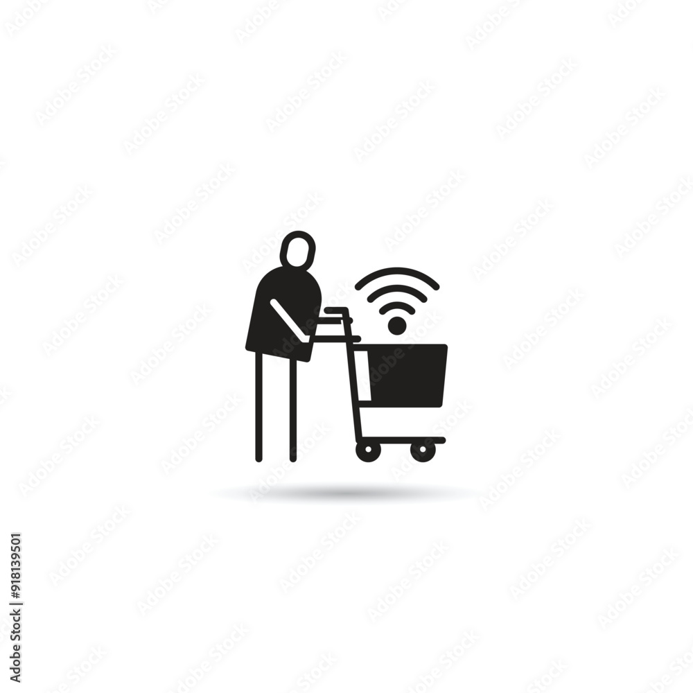 smart shopping trolley icon vector illustration smart shopping trolley icon vector illustration