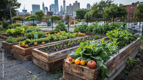 Lush Community Garden Blossoming Amidst Urban Food Desert