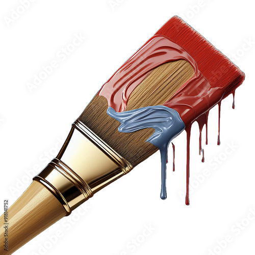 Brush with Paint Icon Creative Design Element for Artistic Themes and Visual Content