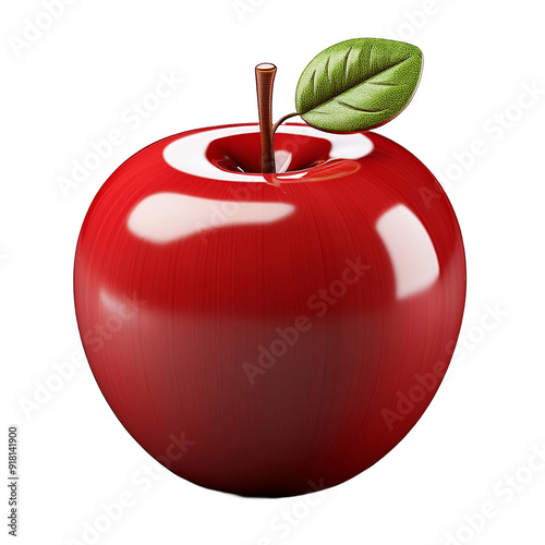 Red Apple Isolated on White Background: Fresh, Juicy Fruit with Vibrant Color and Detail photo