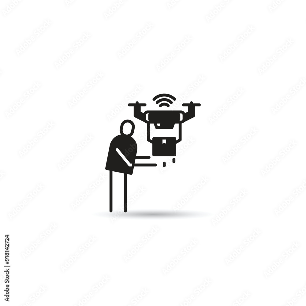 Fototapeta premium smart drone delivery icon vector illustration
