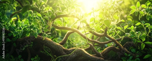 Vine and Branches Spiritual Concept Art: 'I am the Vine, You are the Branches' - John 15:5, Emphasizing Life, Connection, and Faith in Christian Design.