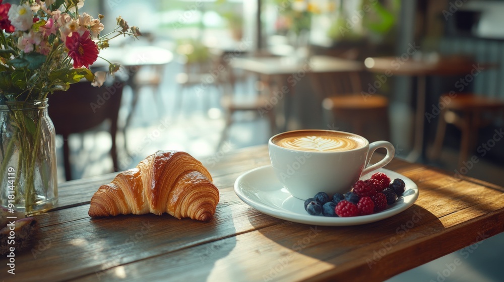 a beautifully arranged coffee and pastry a beautifully arranged coffee and pastry
