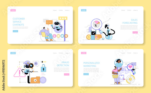 Artificial intelligence in business. Flat Vector Illustration
