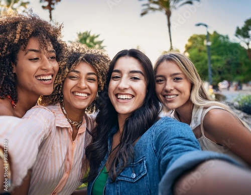 Autoretrato de un grupo de amigos. Sonrientes y felices